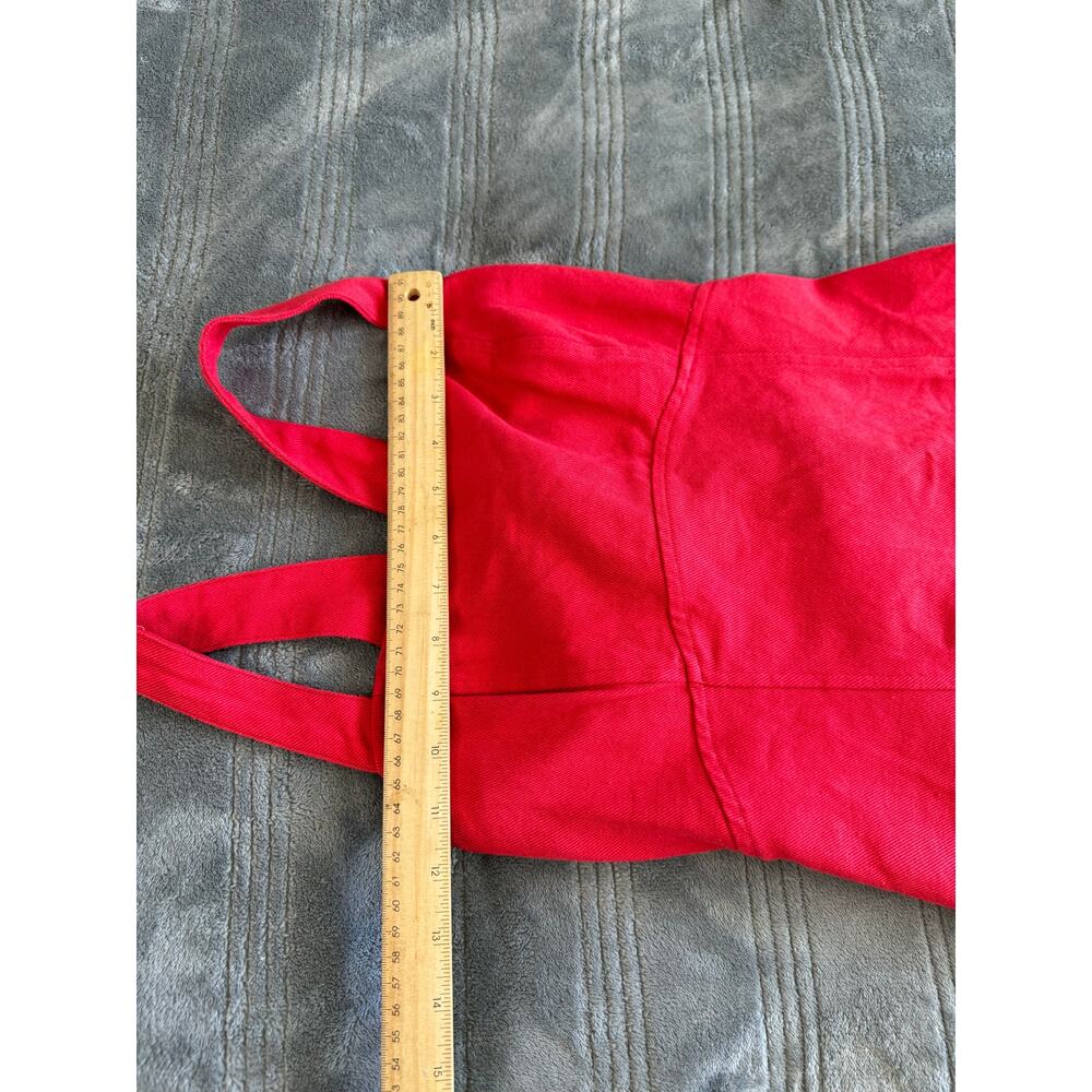 Cloud Ten Red Denim Wide Strap Fitted Mini Dress Adjustable Back Women's Small - Picture 8 of 11